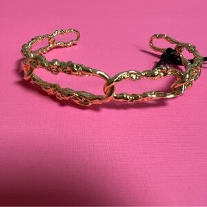 Alexis Bittar 14k Gold Plated Small Brut Link Cuff Bracelet NWT
